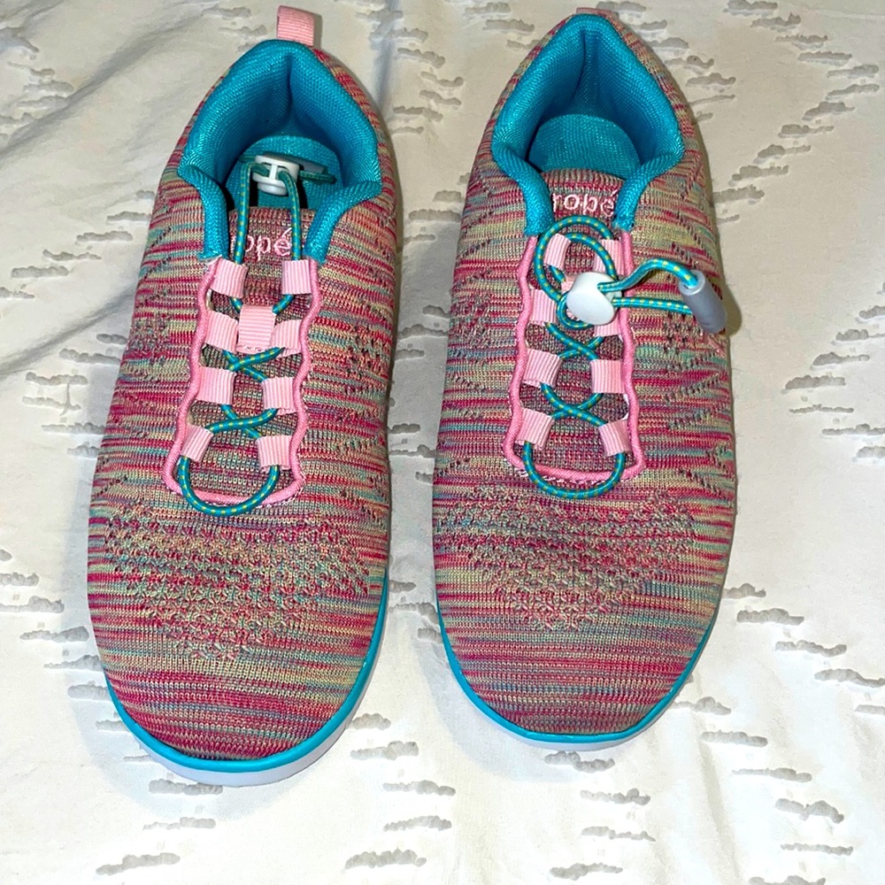 EUC Propét Women's TravelFit Walking Shoe Turquoise Pink Rainbow Size 6 WAT012M